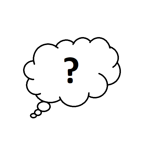 A thought bubble with a question mark inside.